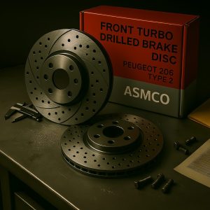 ديسك چرخ ترمز جلو پژو 206 تيپ 2 توربو سوراخدار آسمكو